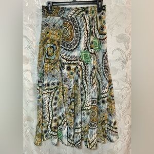 Lapis Black Tan White Long Lined Skirt